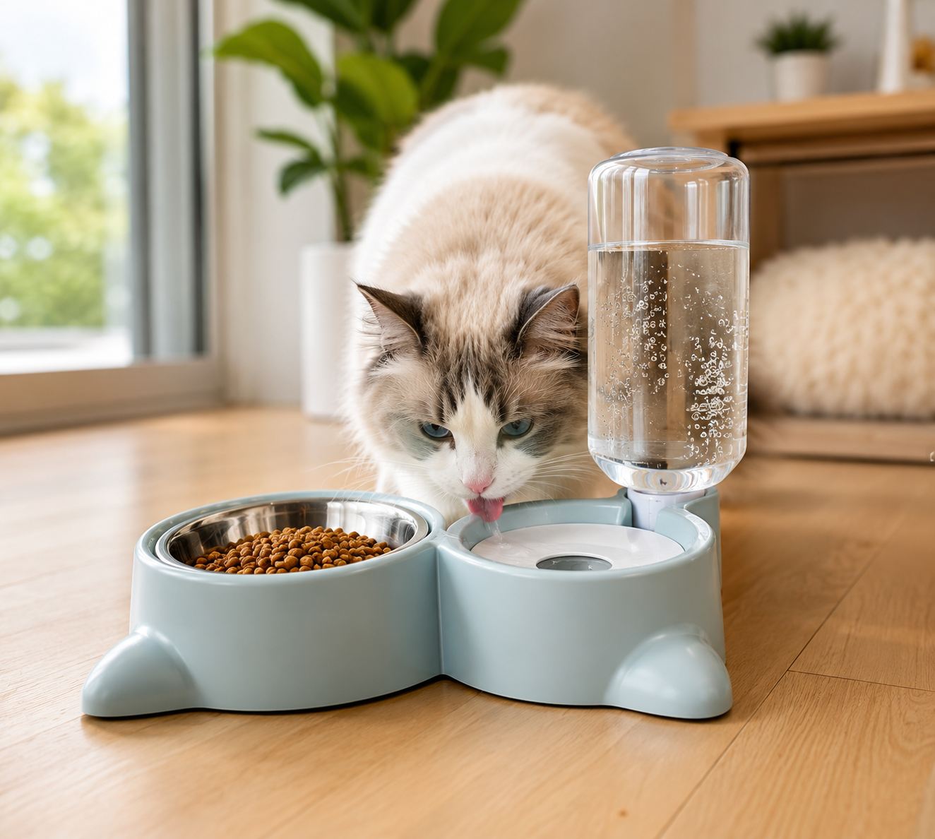 2-in-1 Automatic Cat Food Water Dispenser Bowl Amazon India