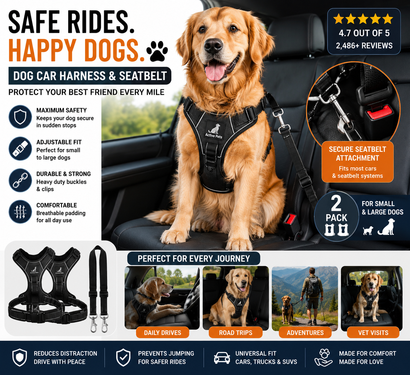 Adjustable Dog Car Seat Belt Safety Harness Amazon India
