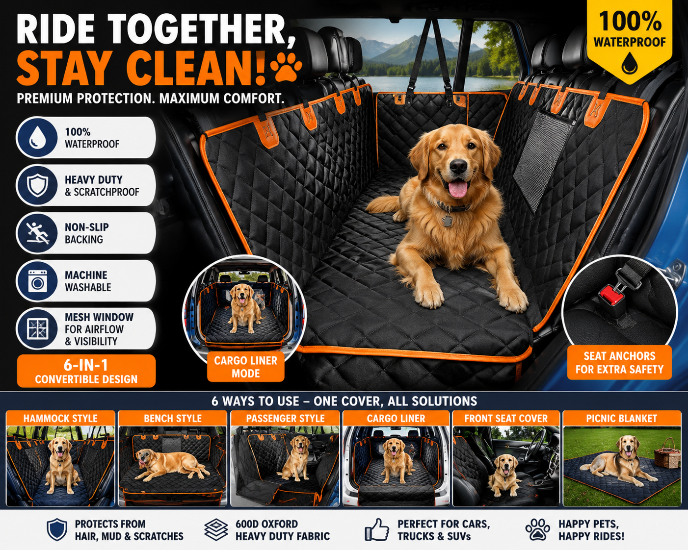 Convertible Waterproof Dog Car Seat Cover Hammock Amazon India