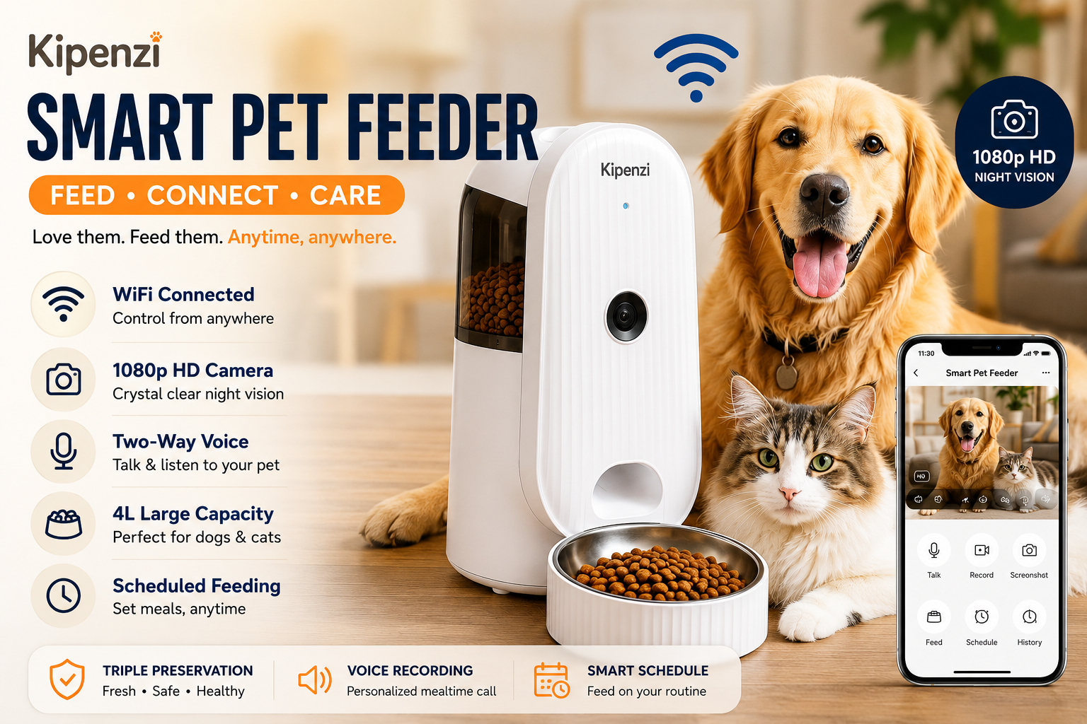 Kipenzi Smart WiFi Pet Feeder
