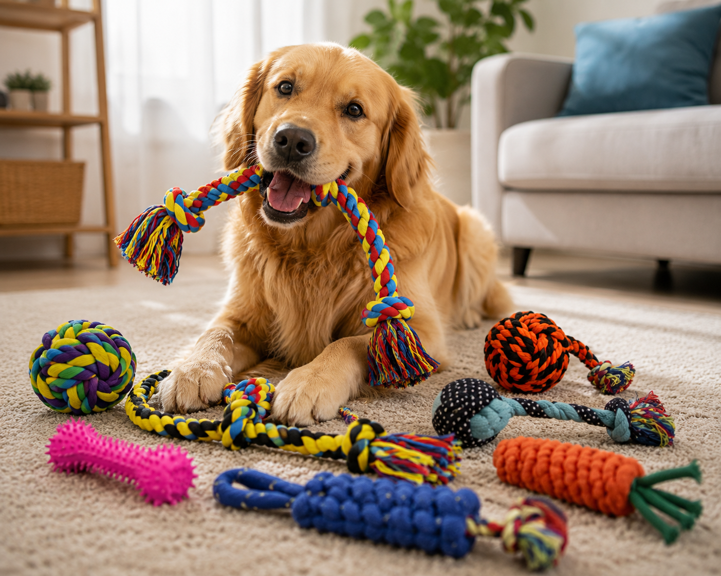 Colorful Rope Tug Toy Set dogs India Amazon