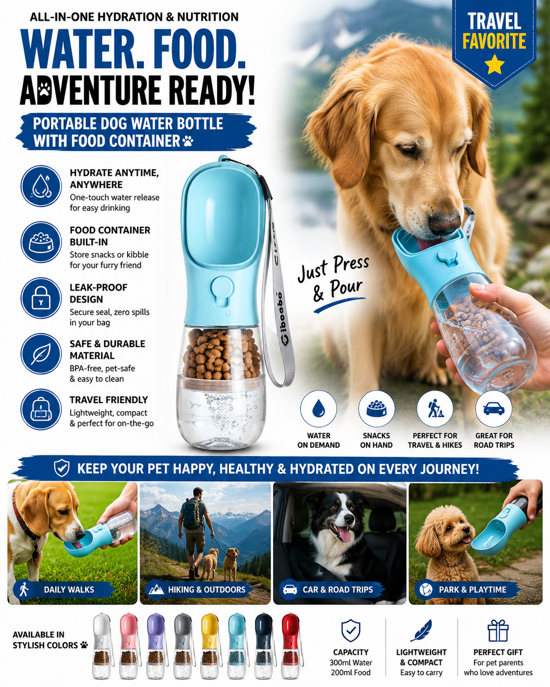Portable Dog Water Bottle Food Container Amazon India