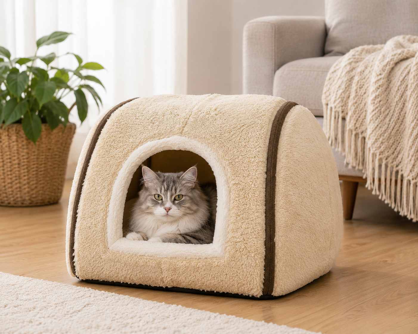 Soft Cat Hideaway Bed enclosed Amazon India