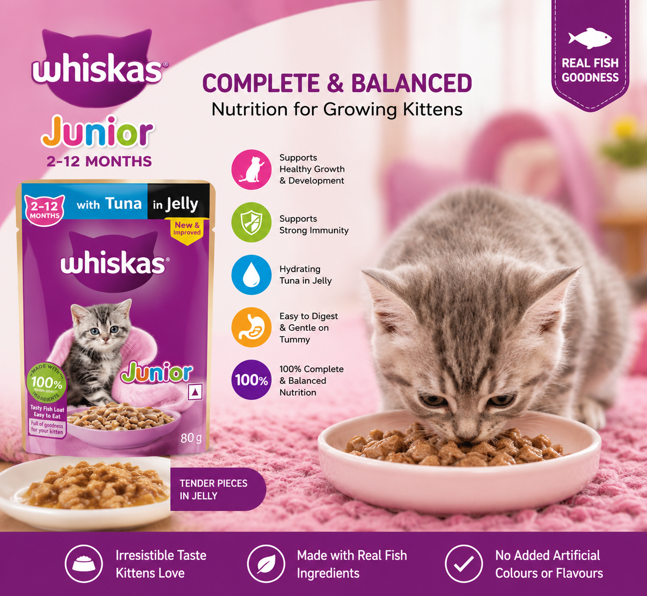 Whiskas Junior Kitten Tuna in Jelly Wet Food Amazon India